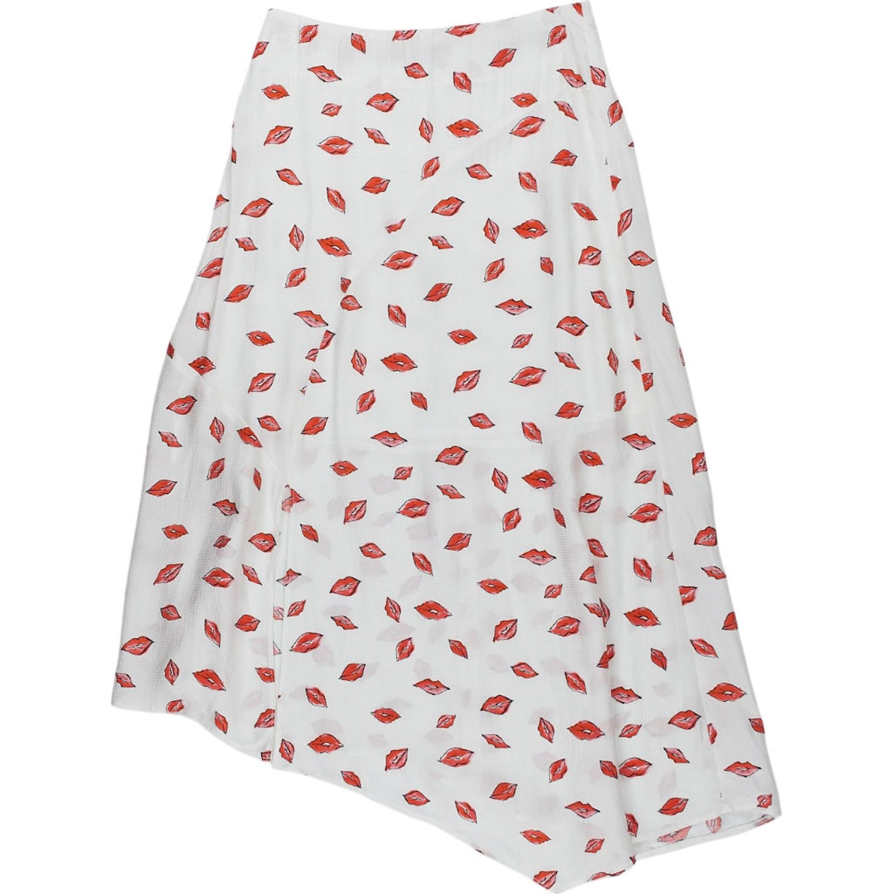 OMNES White Red Print Midi Skirt