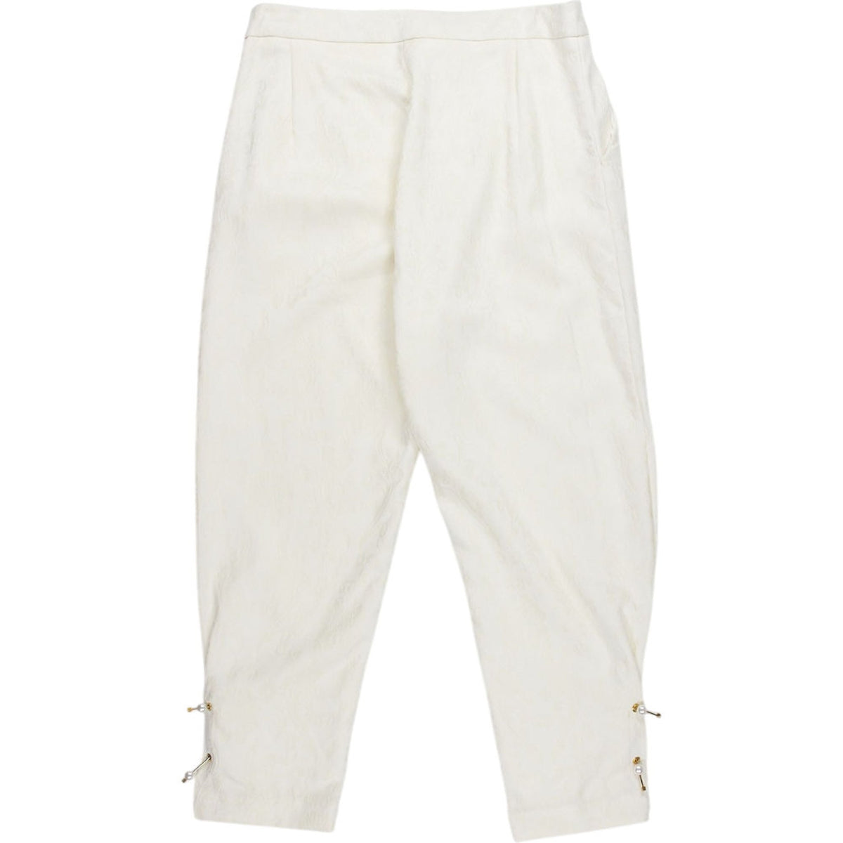 Mother of Pearl Cream Trousers with Embellishments