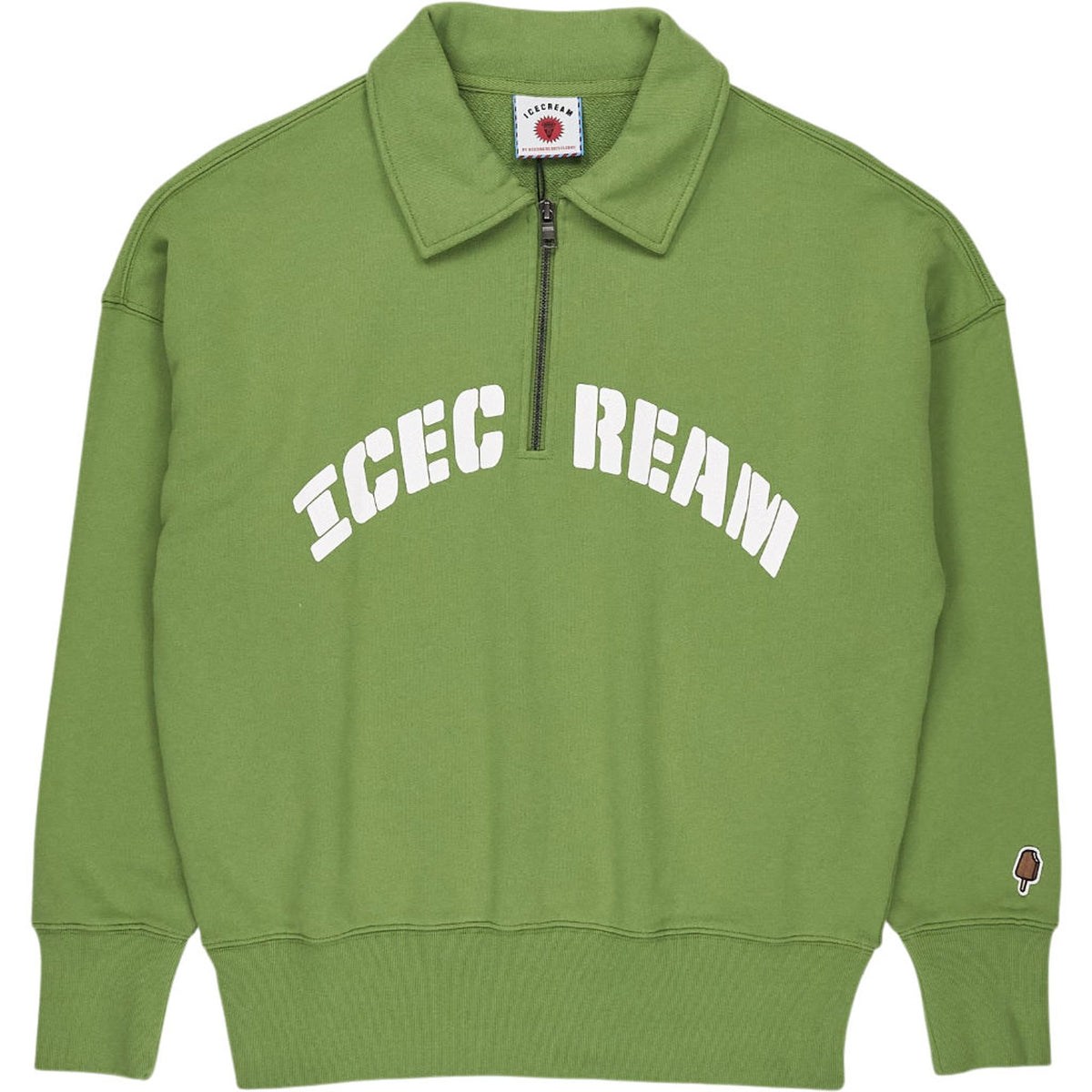 Icecream Green Half Zip Collared Sweatshirt