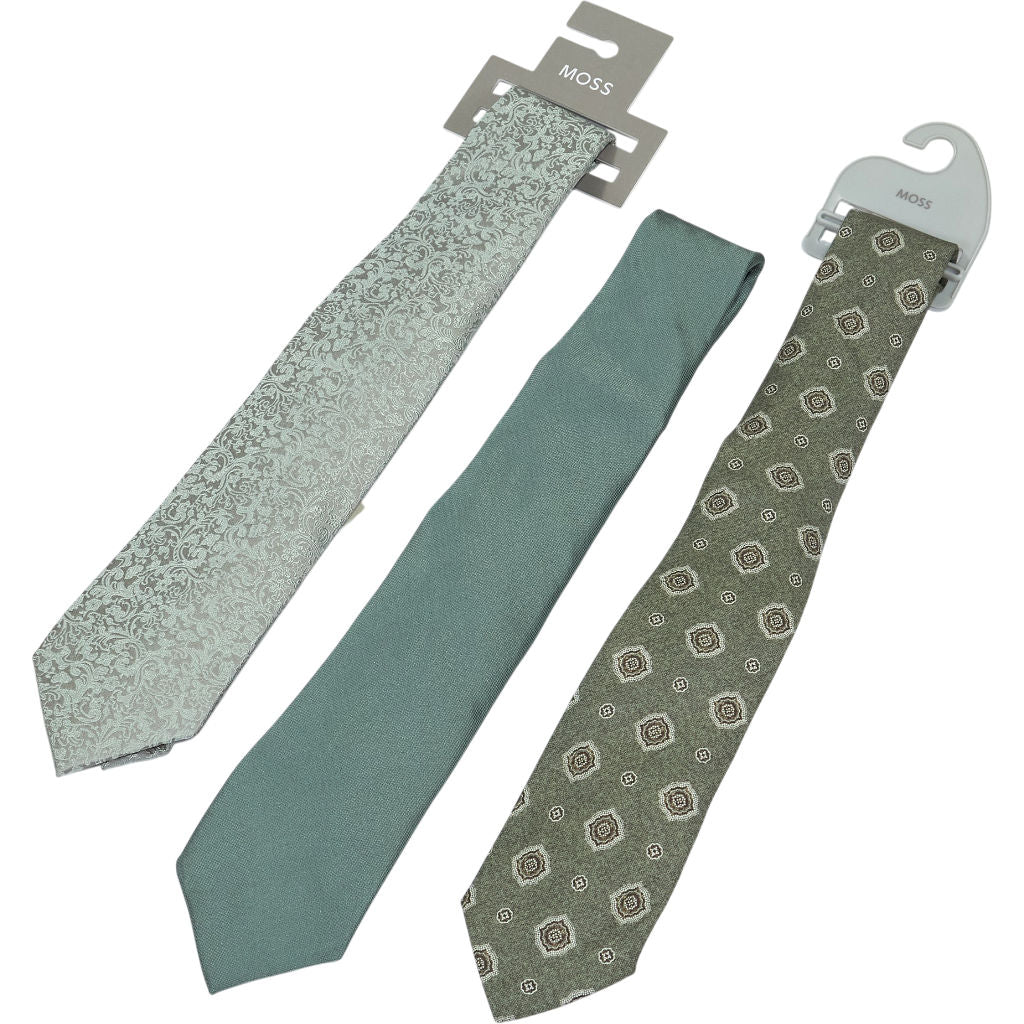 Moss Green Patterned Silk Tie Bundle x 3