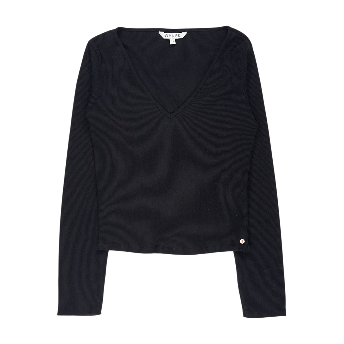OMNES Black V-Neck Top