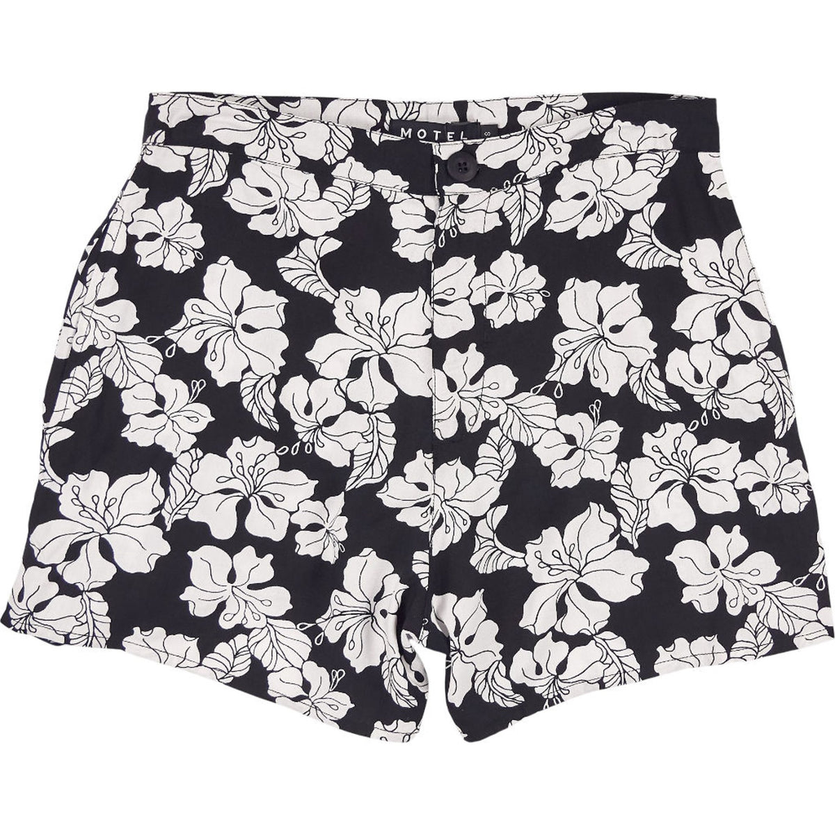 Motel Black White Lalisa Floral Shorts