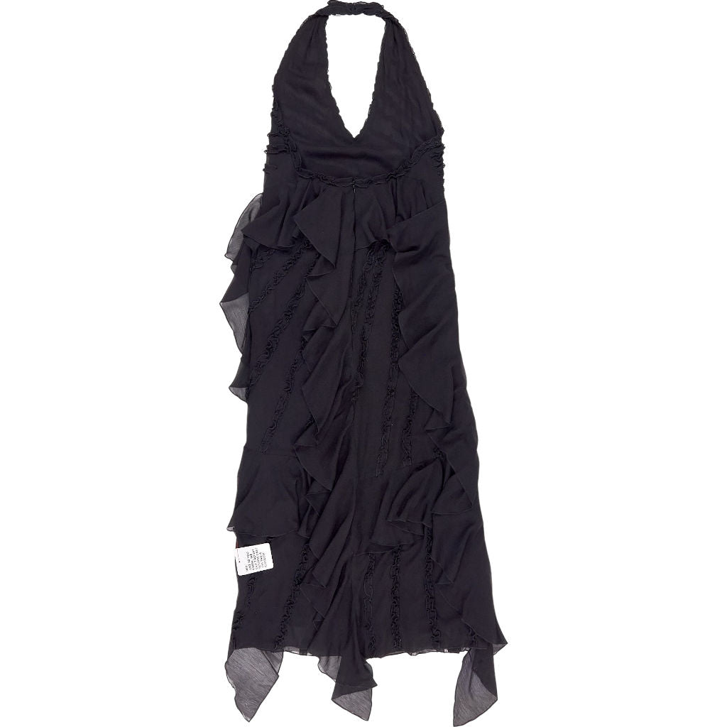 Topshop Black Ruffle Halter Dress