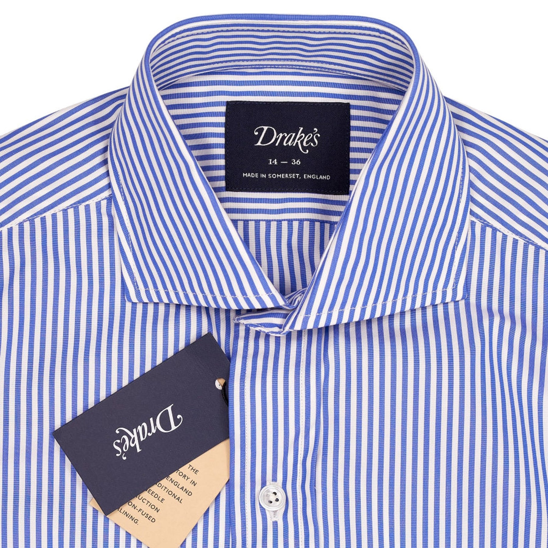 Drake's Blue Striped Cotton Shirt