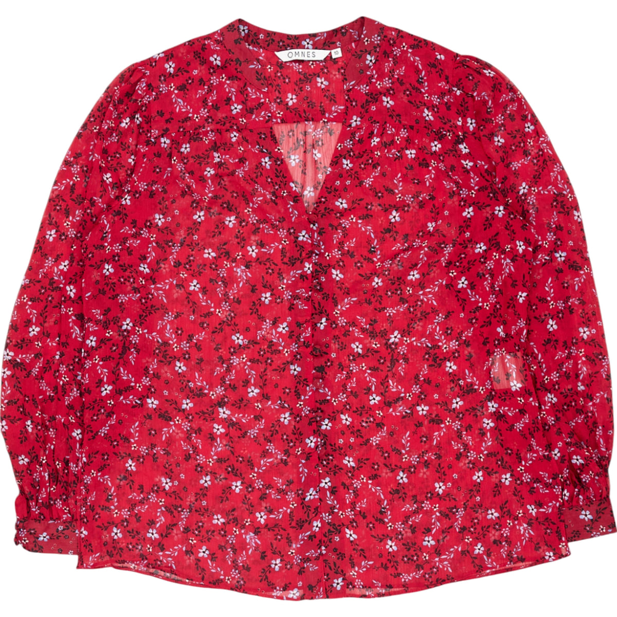 OMNES Red Floral Blouse
