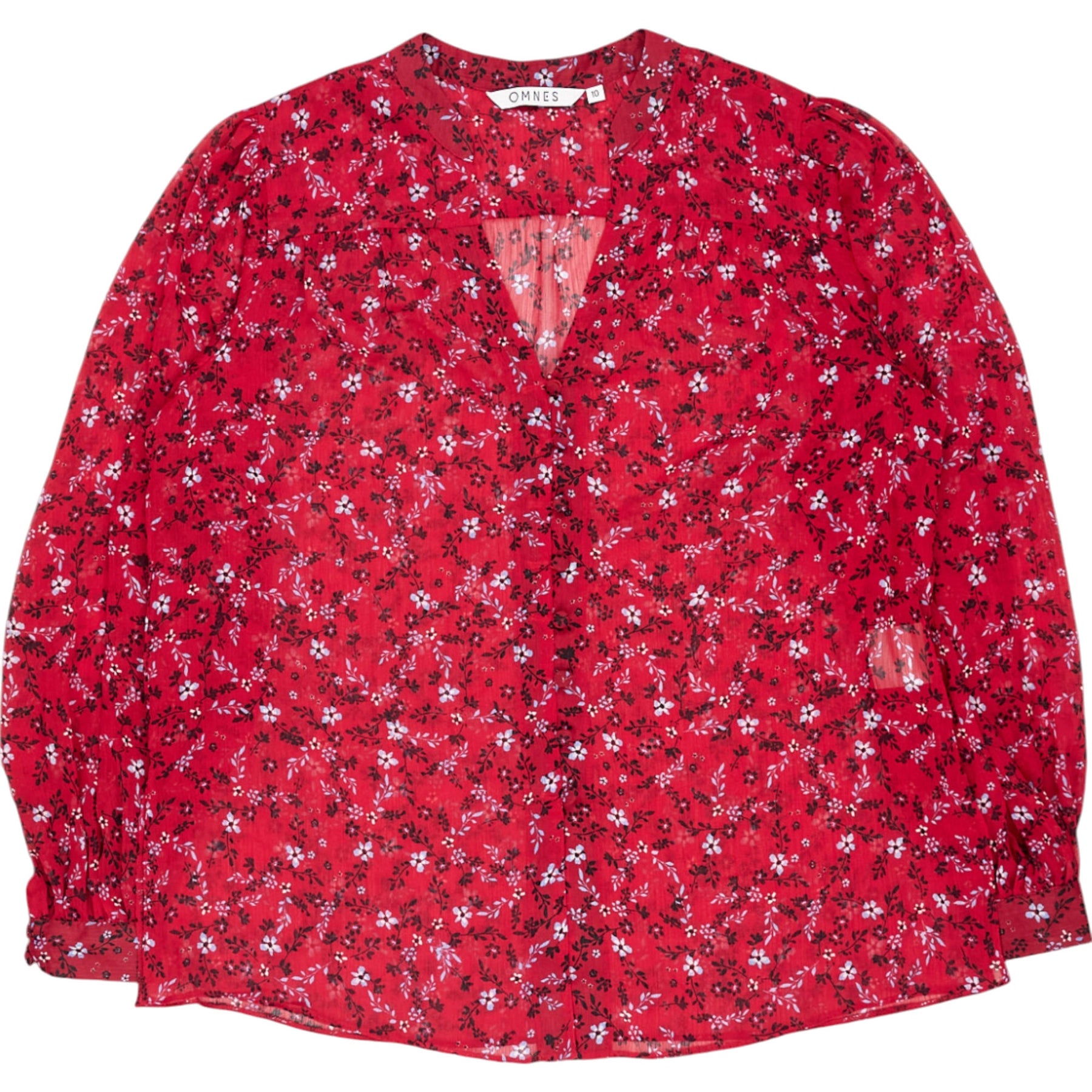 OMNES Red Floral Blouse