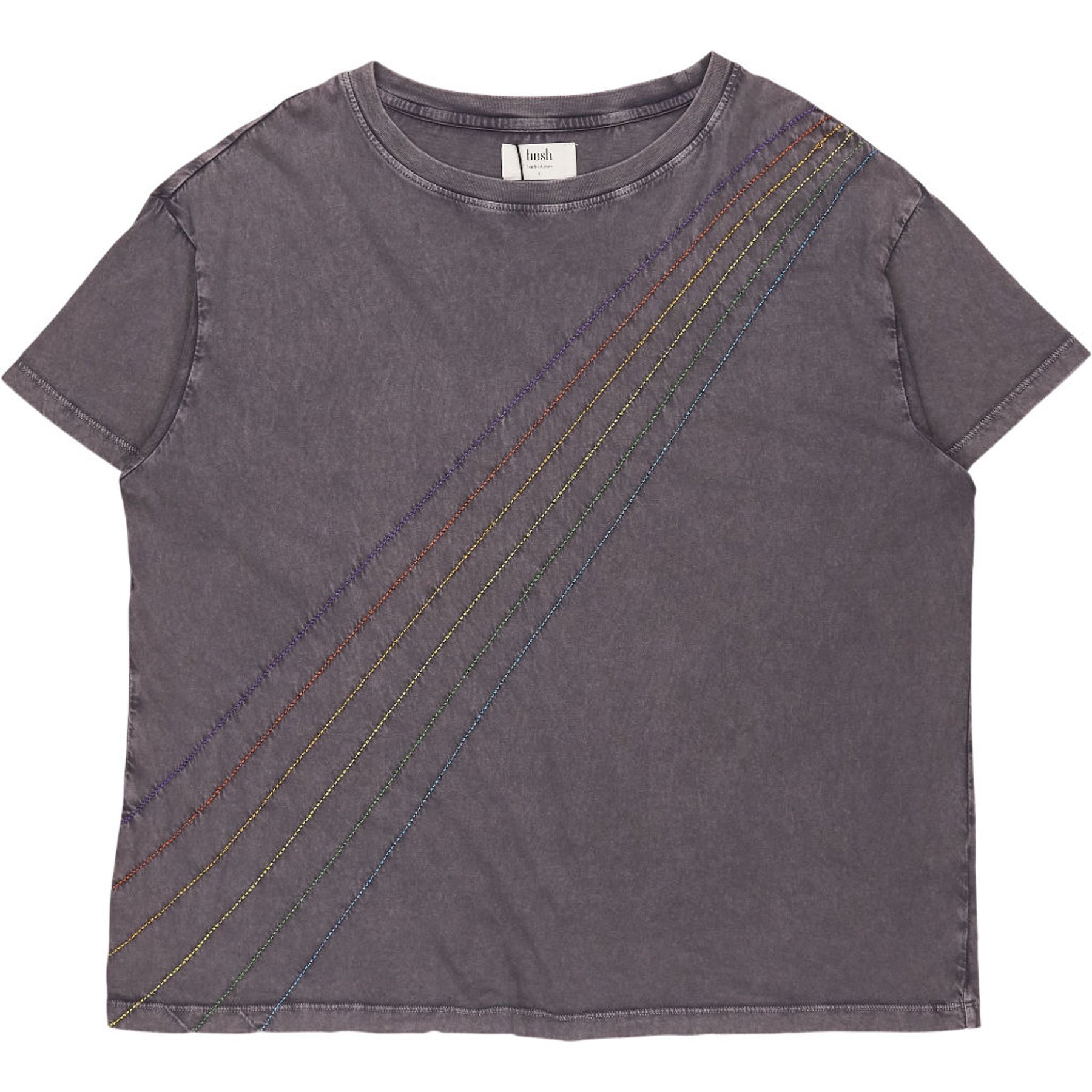 Hush Washed Black Rainbow Boyfriend Tee