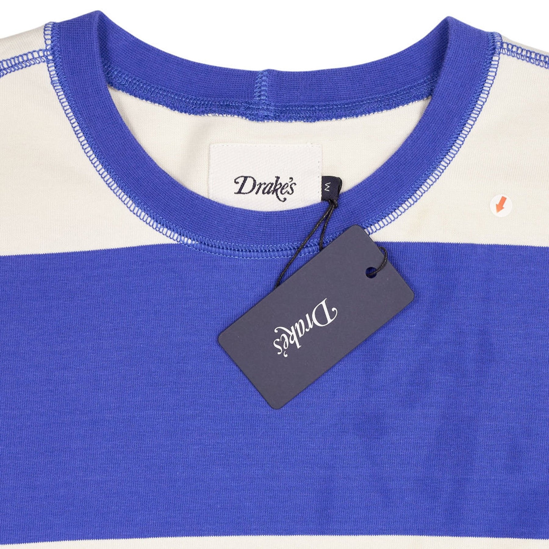 Drake's Navy & White Stripe Tee