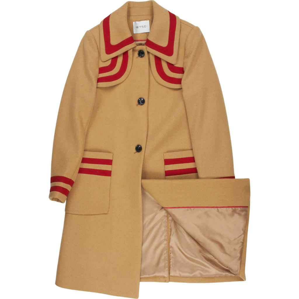 Wyse Beige Red Trim Coat UK 8