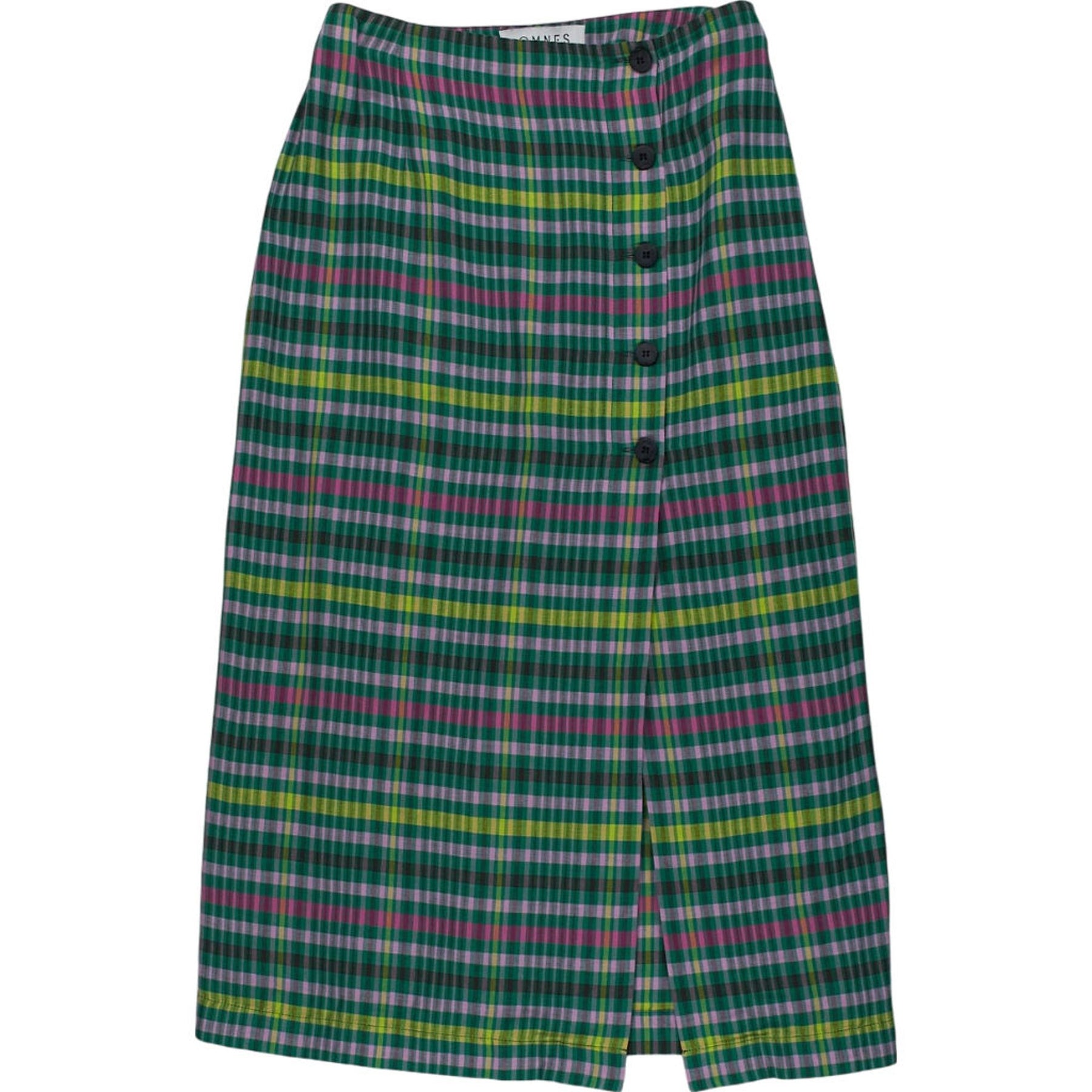 OMNES Green Plaid Midi Skirt