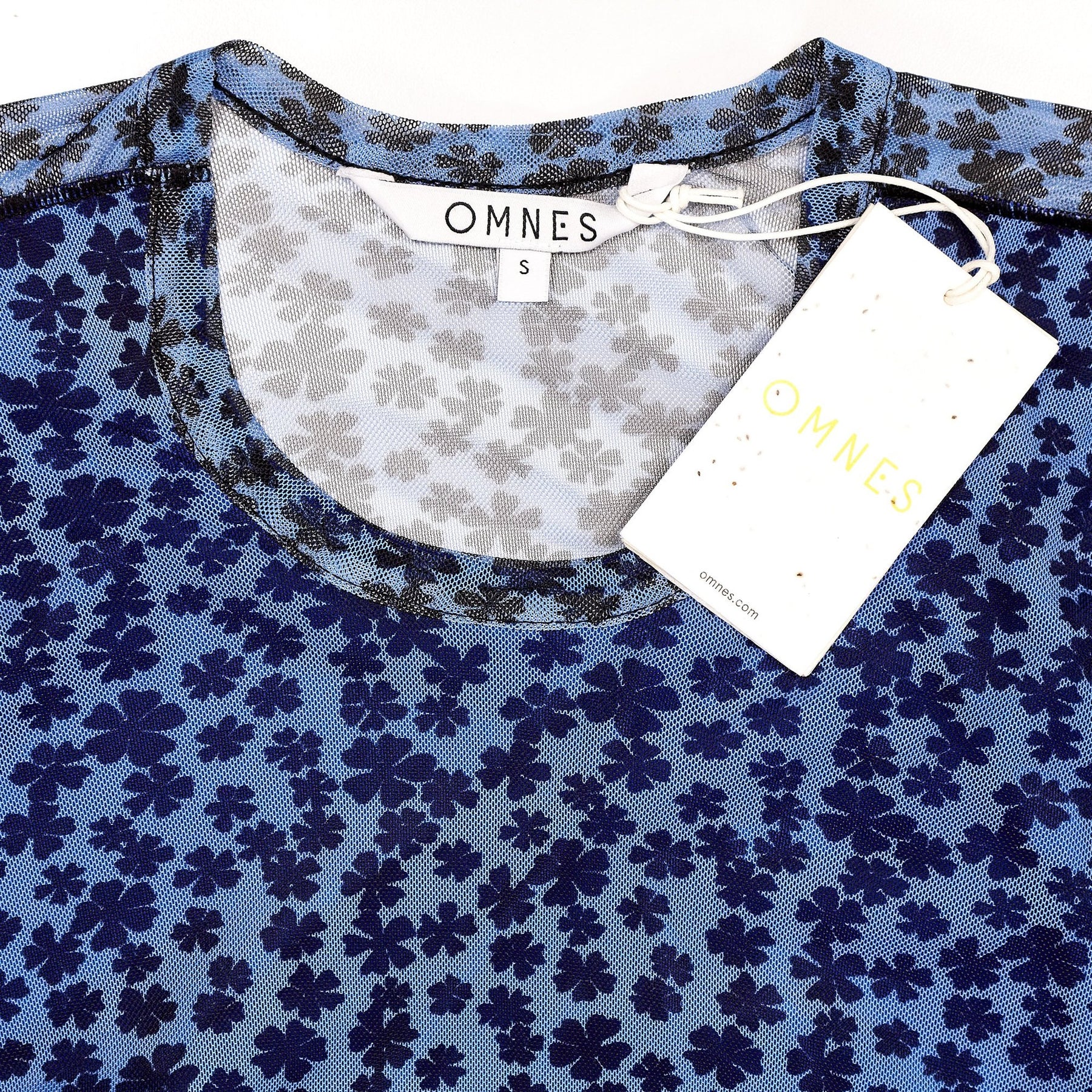 Omnes Blue Floral Mesh Top