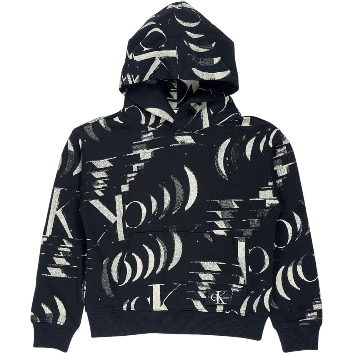 Calvin Klein Black Glitched Monogram Hoodie