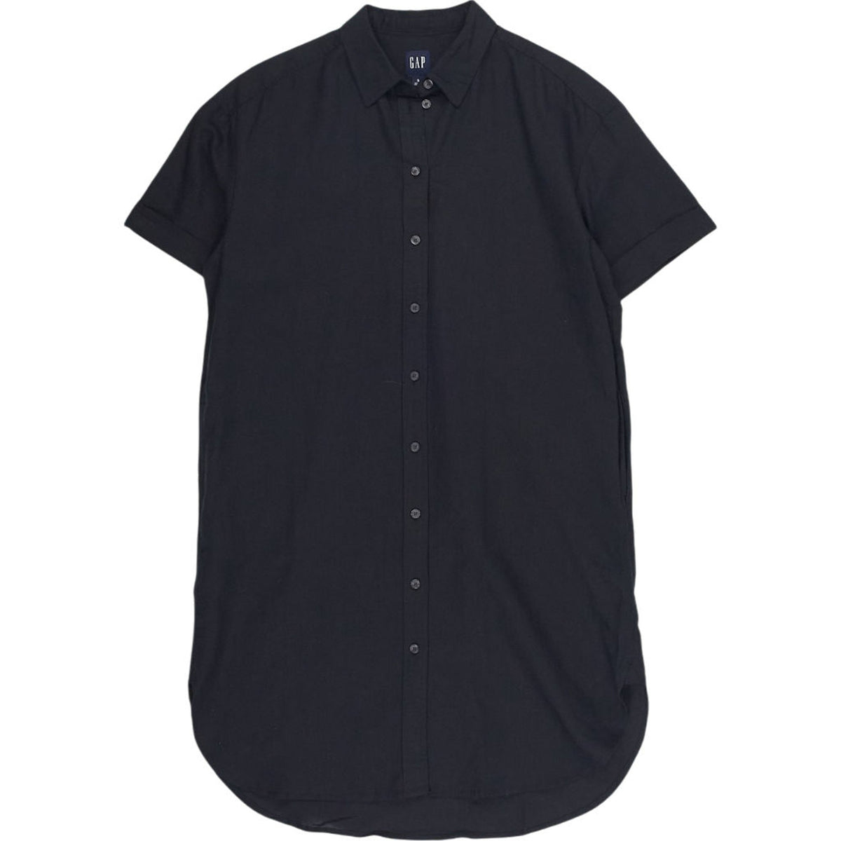 GAP Black Linen Blend Short Sleeve Shirt Dress