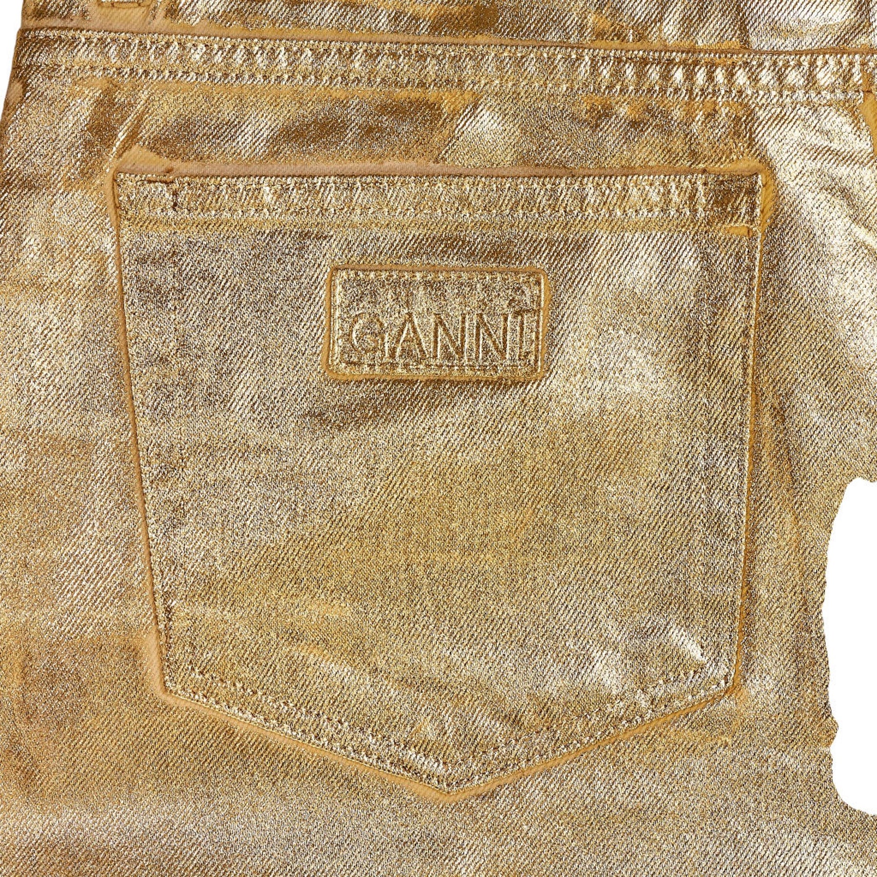 Ganni Gold Metallic Trousers