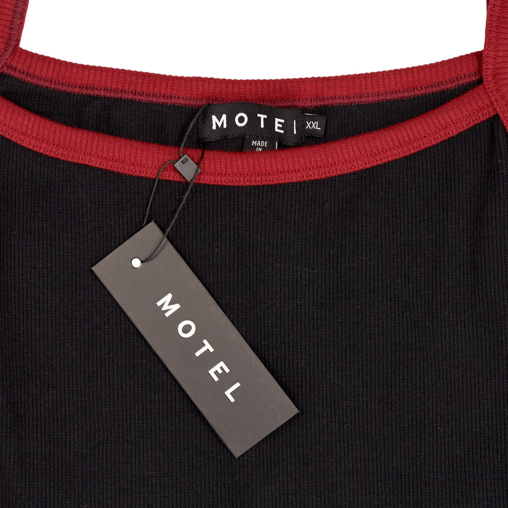 Motel Black Red ICA Rib Vest Top