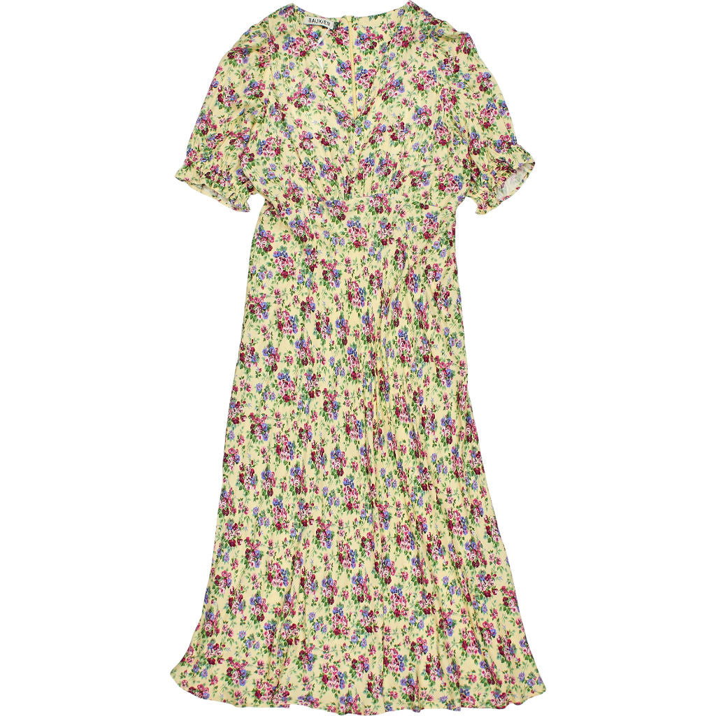 Baukjen Butter Floral Lottie Satin Midi Tea Dress