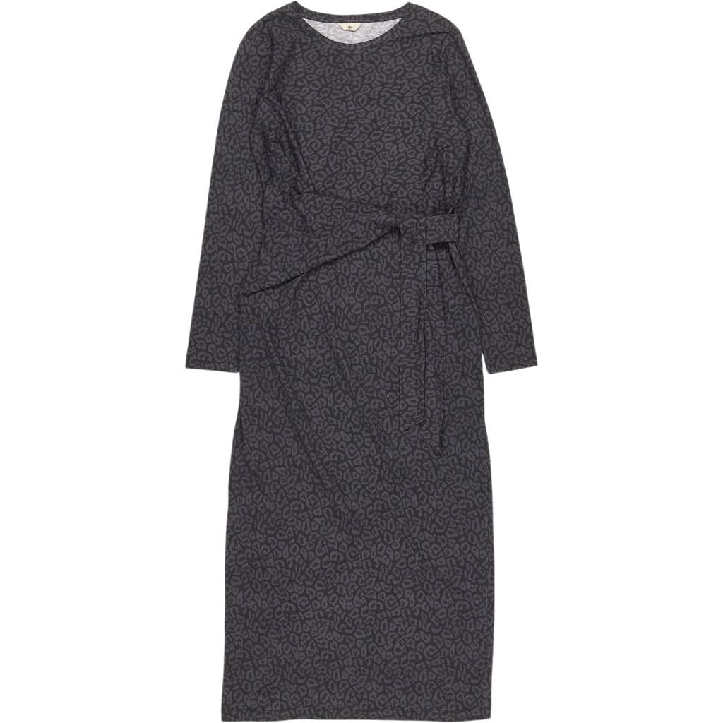 Hush Grey Leopard Suzie Tie Side Dress