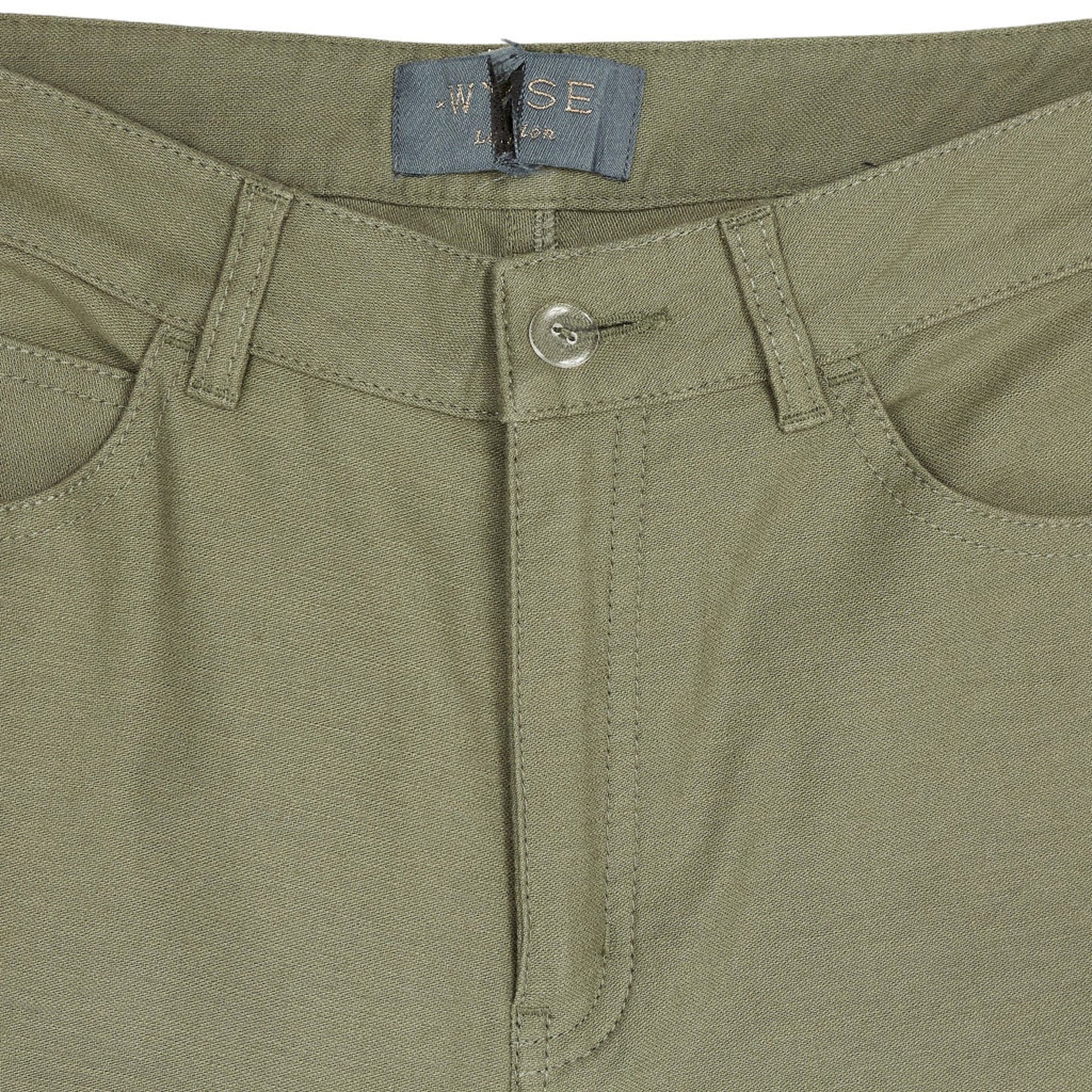 Wyse Khaki Cotton Skinny Trousers