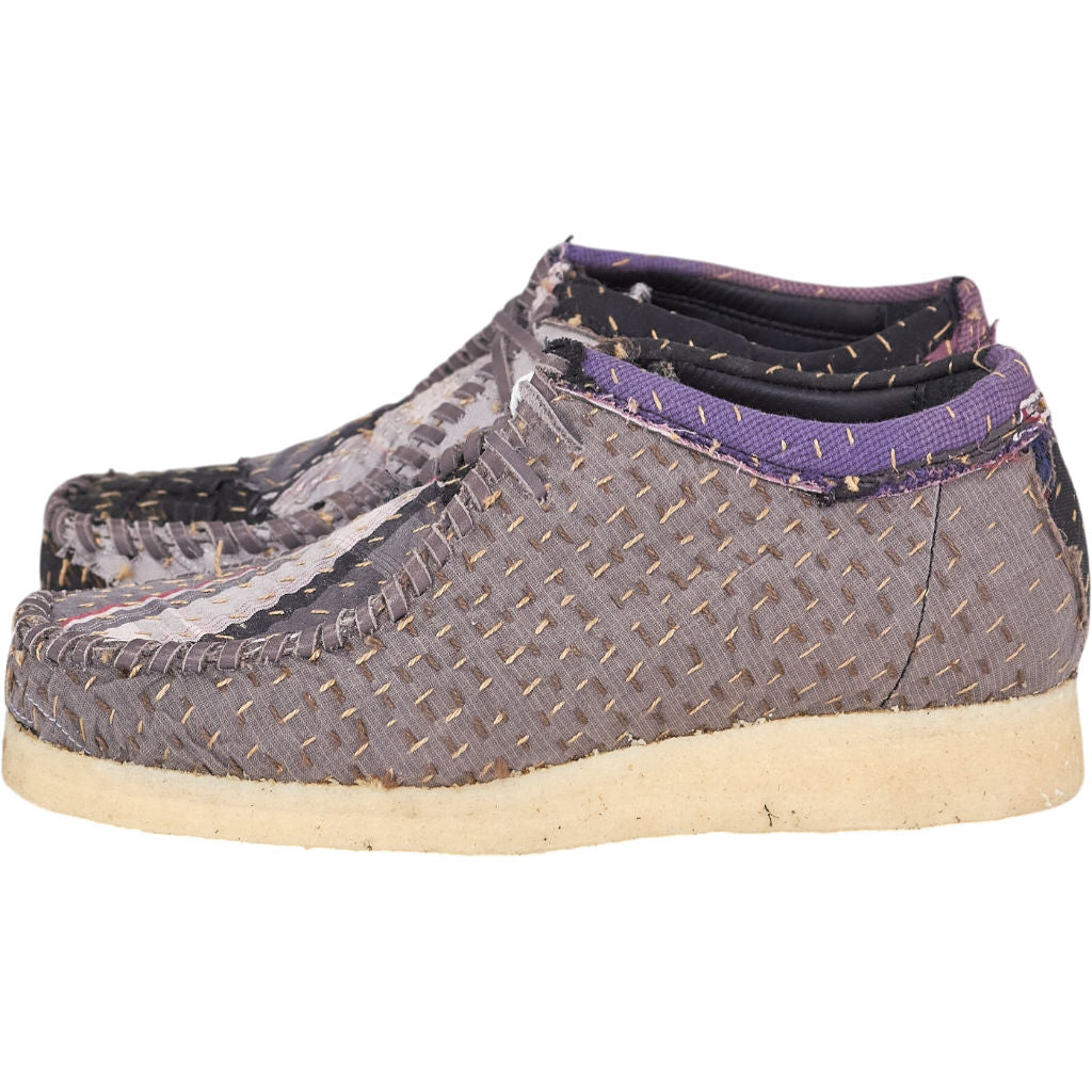 By Walid Grey Shirting Re-Patch Connie Lace Up Trainers