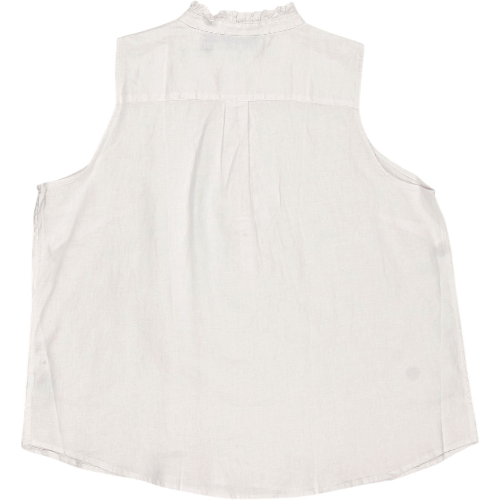 Lands' End White Linen Sleeveless Blouse
