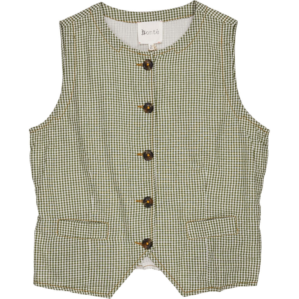 Bonté Green Check Bright Waistcoat