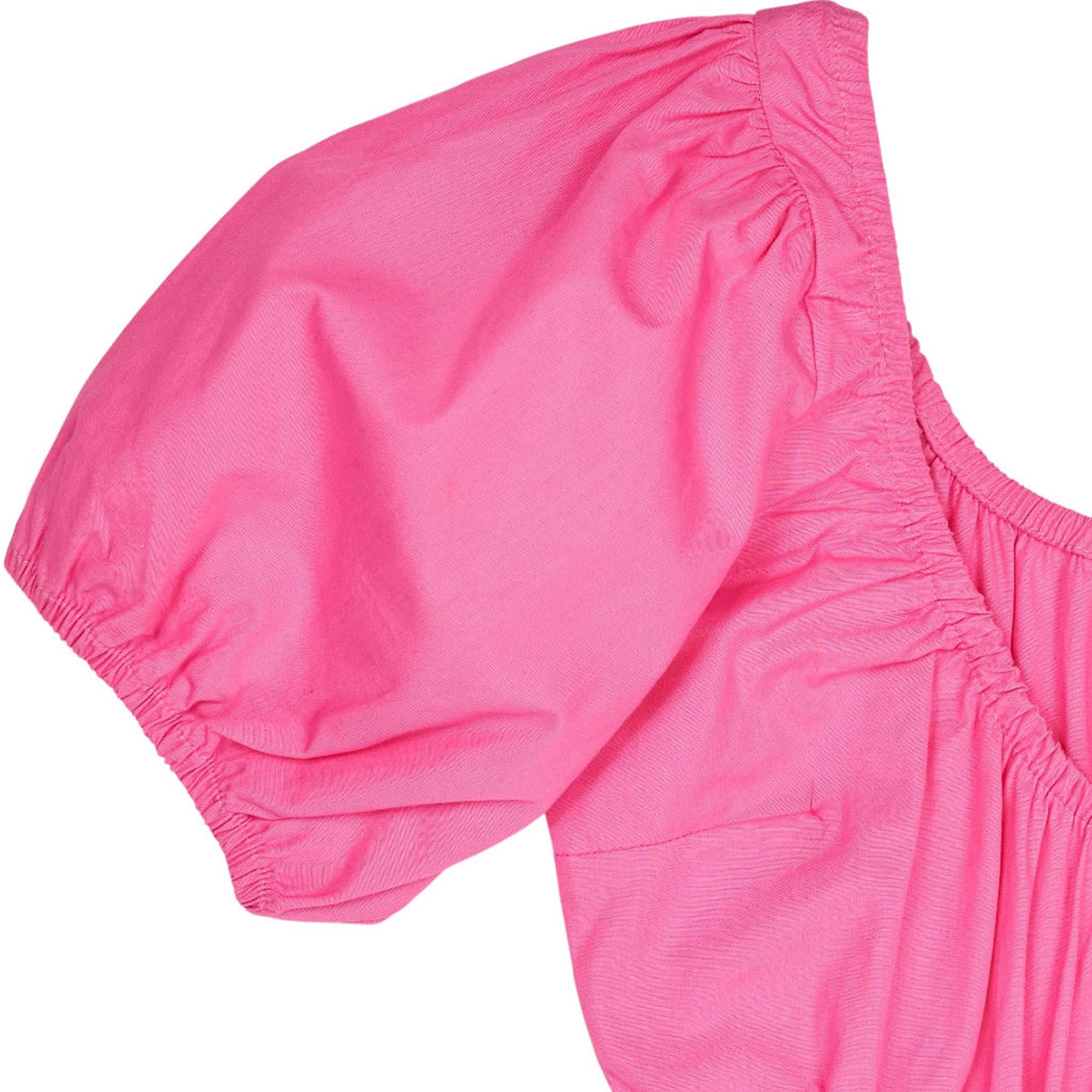 Omnes Pink Camellia Puff Sleeve Midi Dress