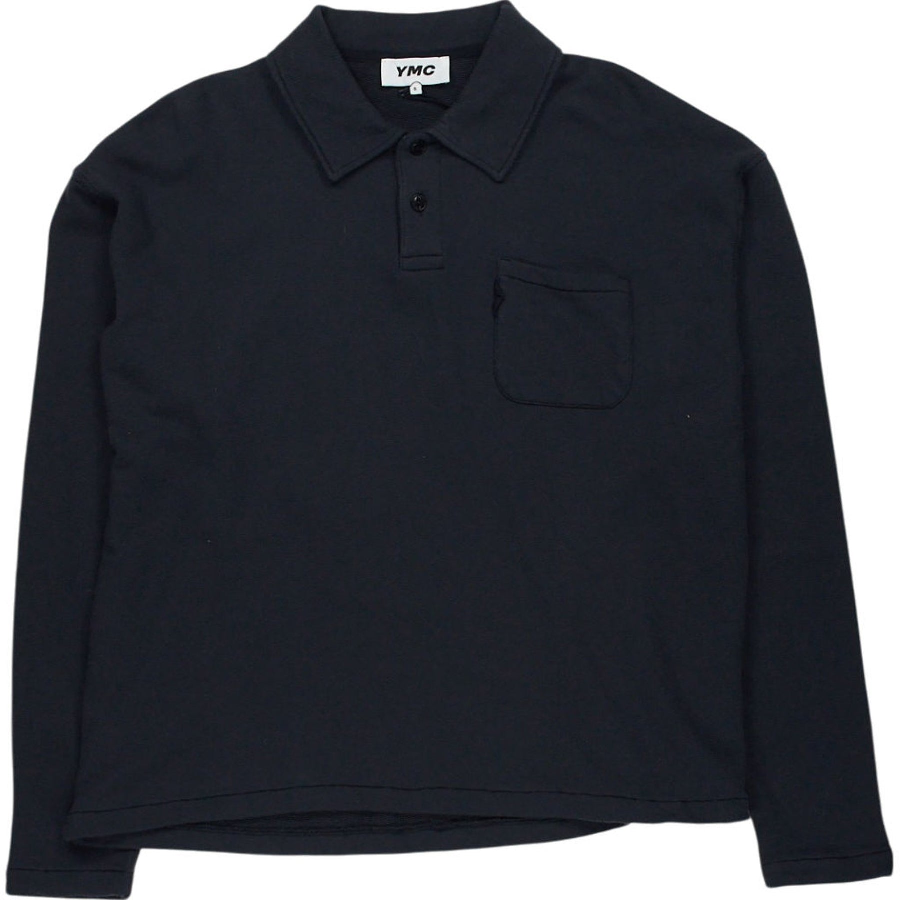 YMC Black Long Sleeve Polo Shirt