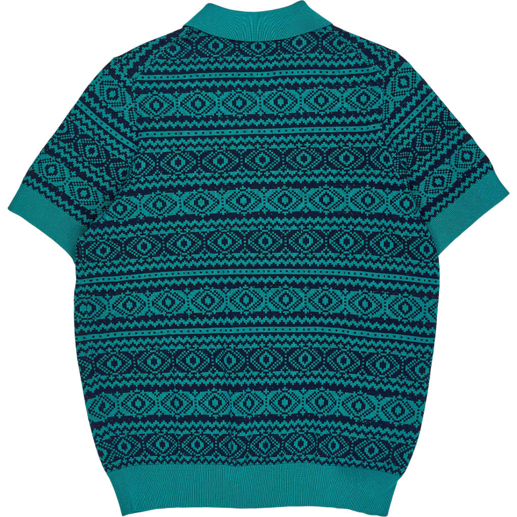 Lyle & Scott Teal Fair Isle Polo Shirt