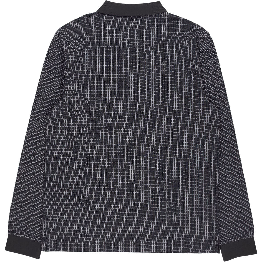 Farah Washed Black Stillwell Jacquard Polo Shirt