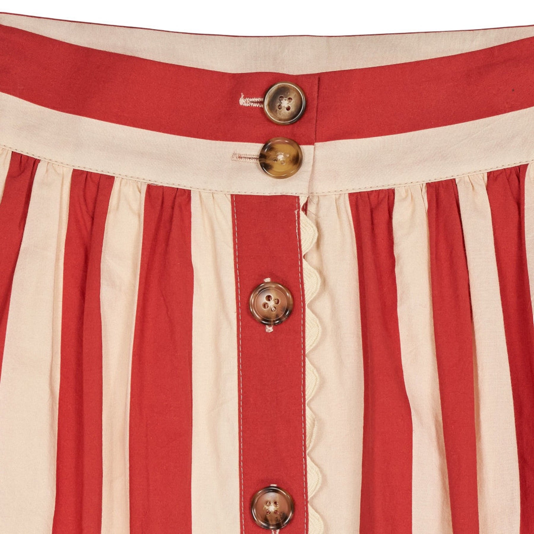 Wyse Red Striped Midi Skirt