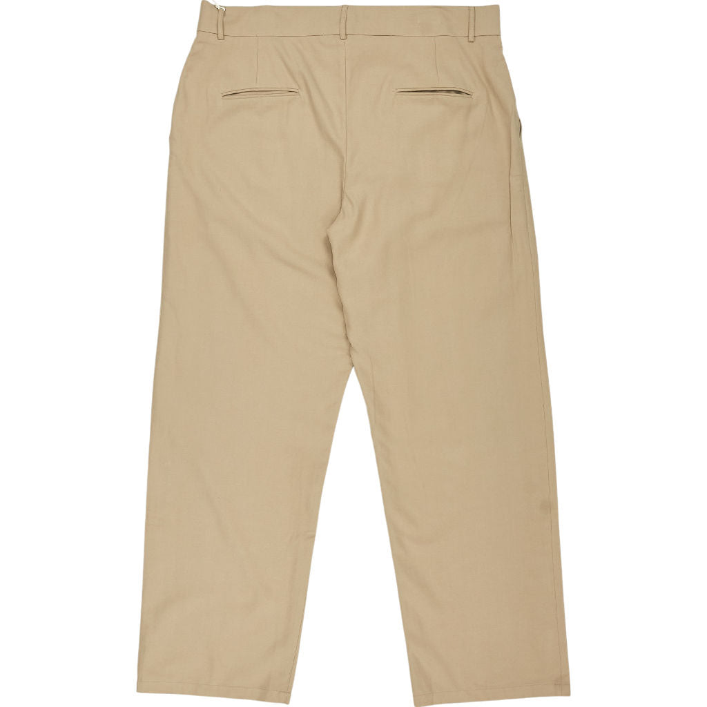 OMNES Beige Chambray Pleated Trousers