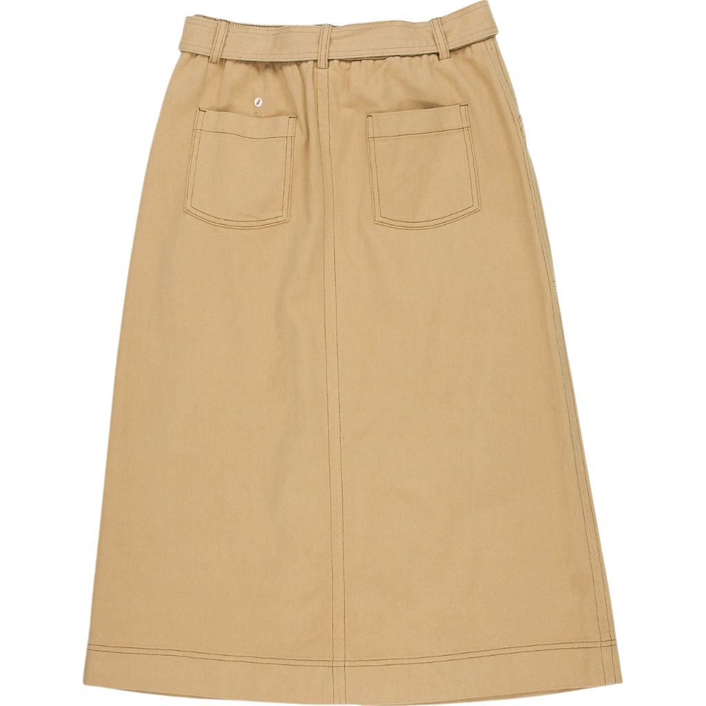 Wyse Beige Pocket Midi Skirt