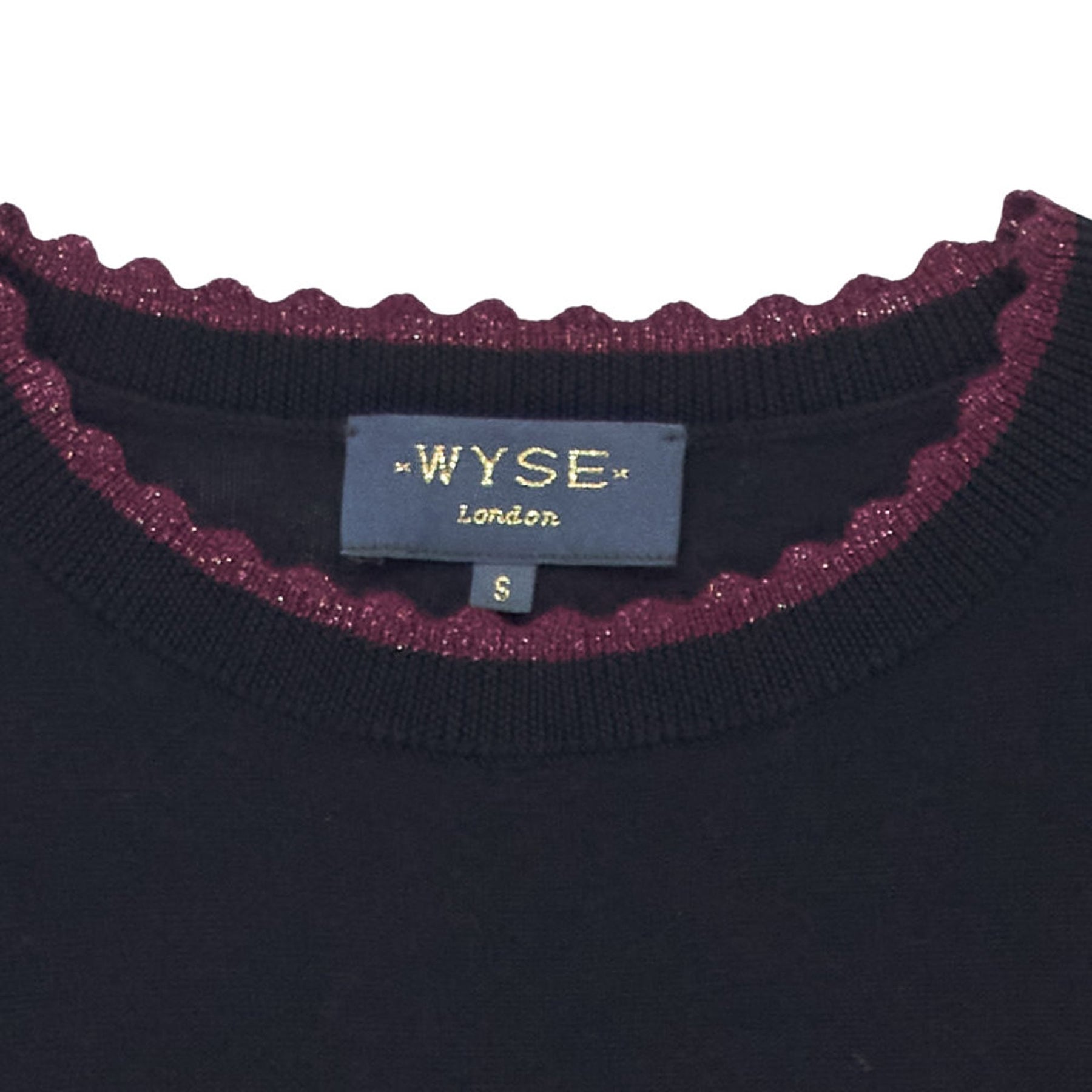Wyse Black Scalloped Knit Sweater