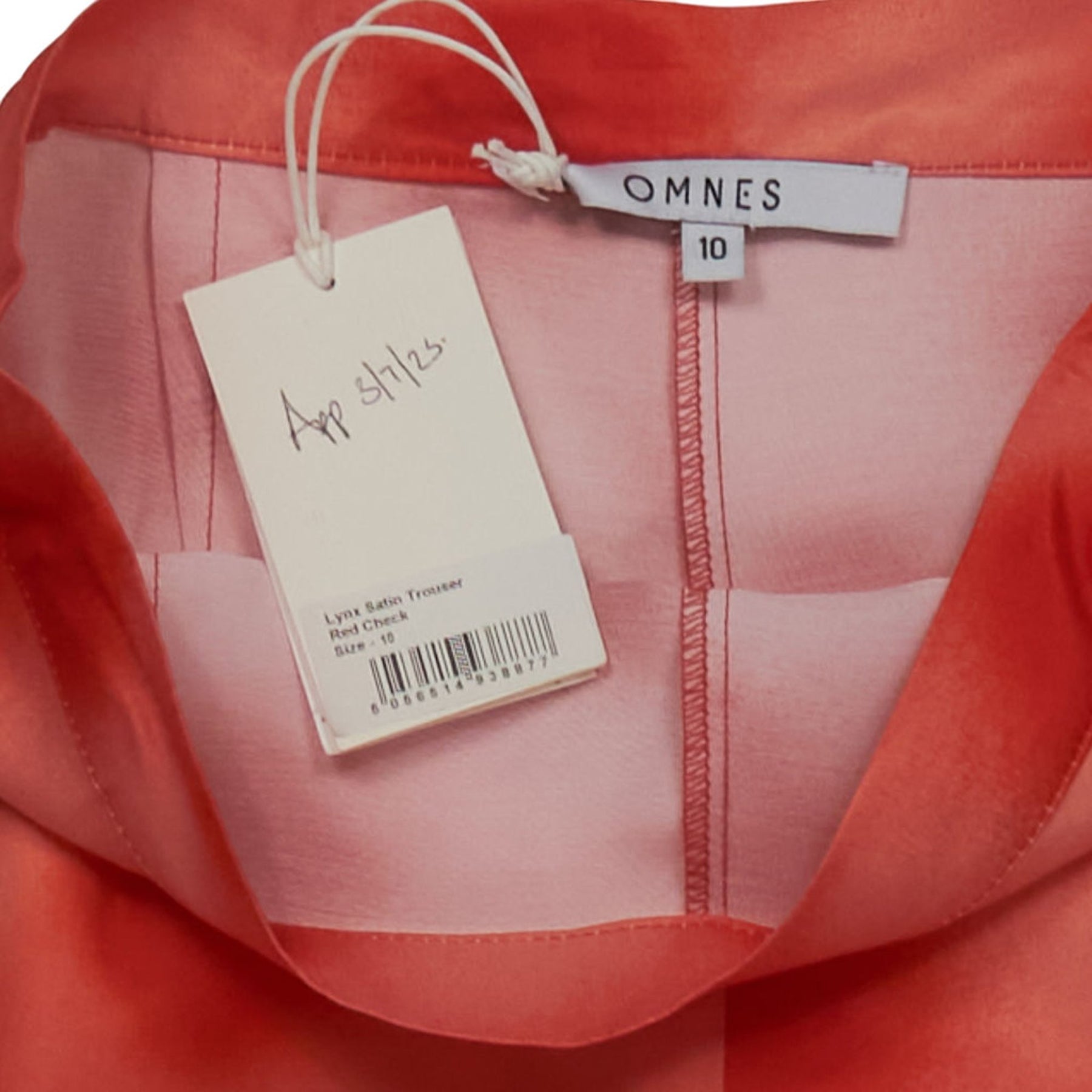 OMNES Red Check Satin Trousers