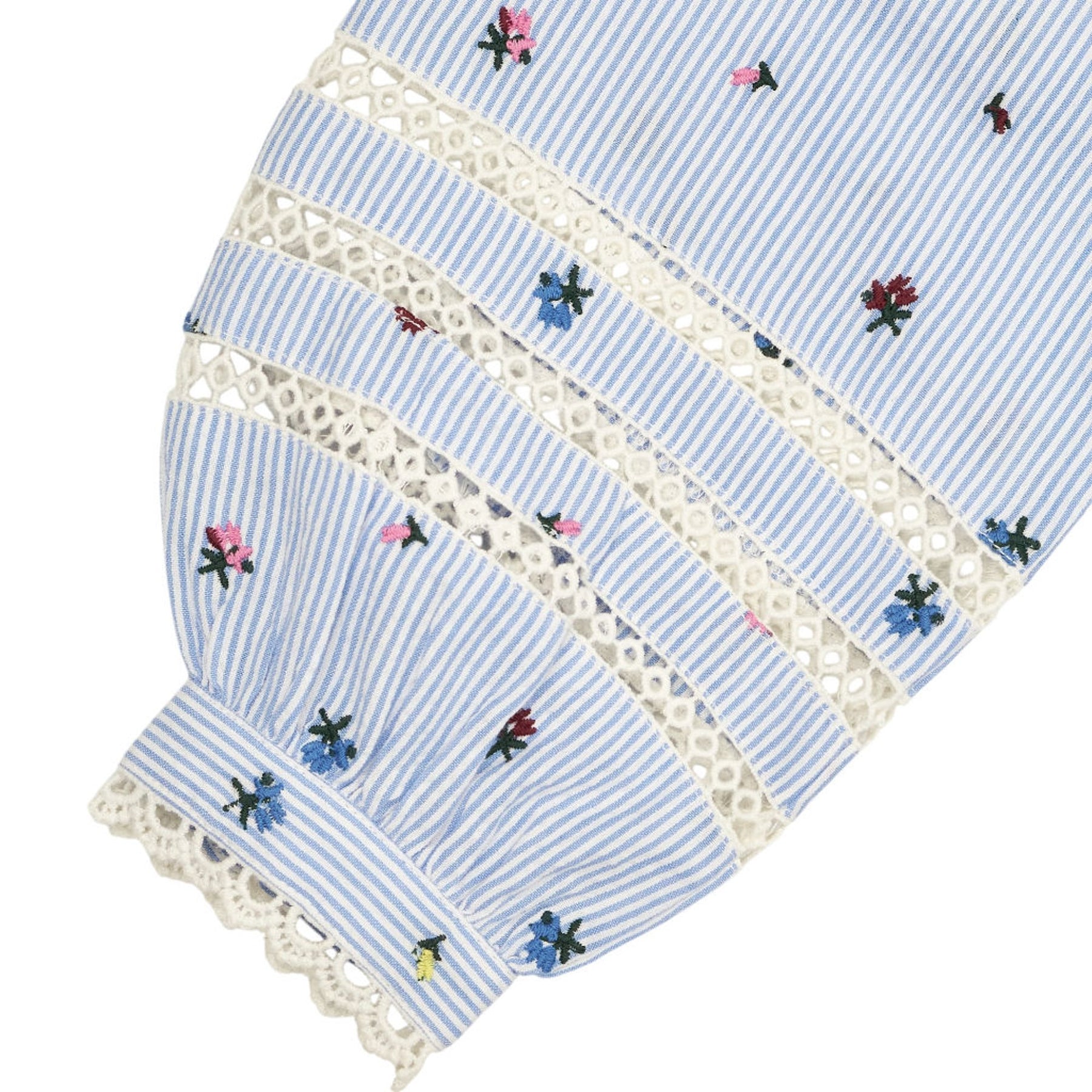 Wyse Blue Striped Floral Blouse 1