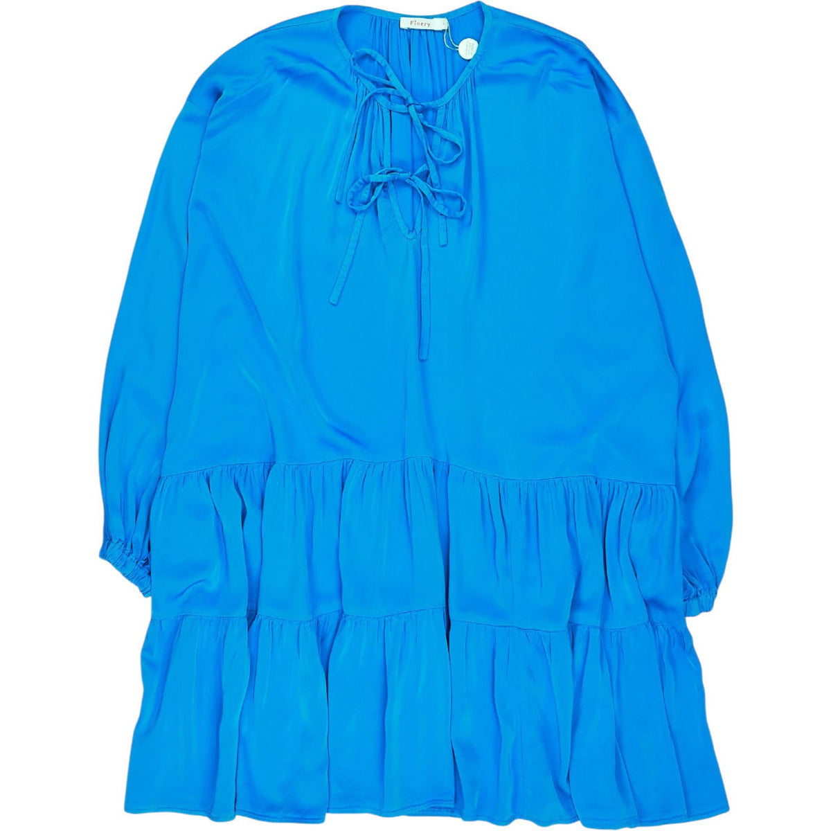 Finery Blue Ruffle Tie Blouse