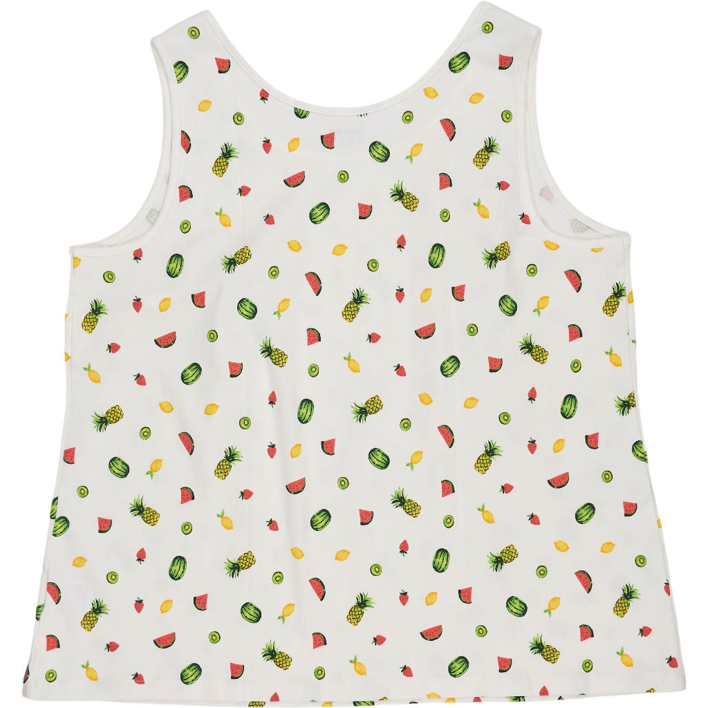 Lands' End White Fruit Print Tank Top