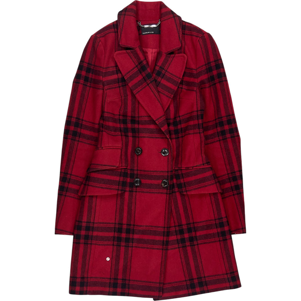 Karen Millen Red Check Wool Coat