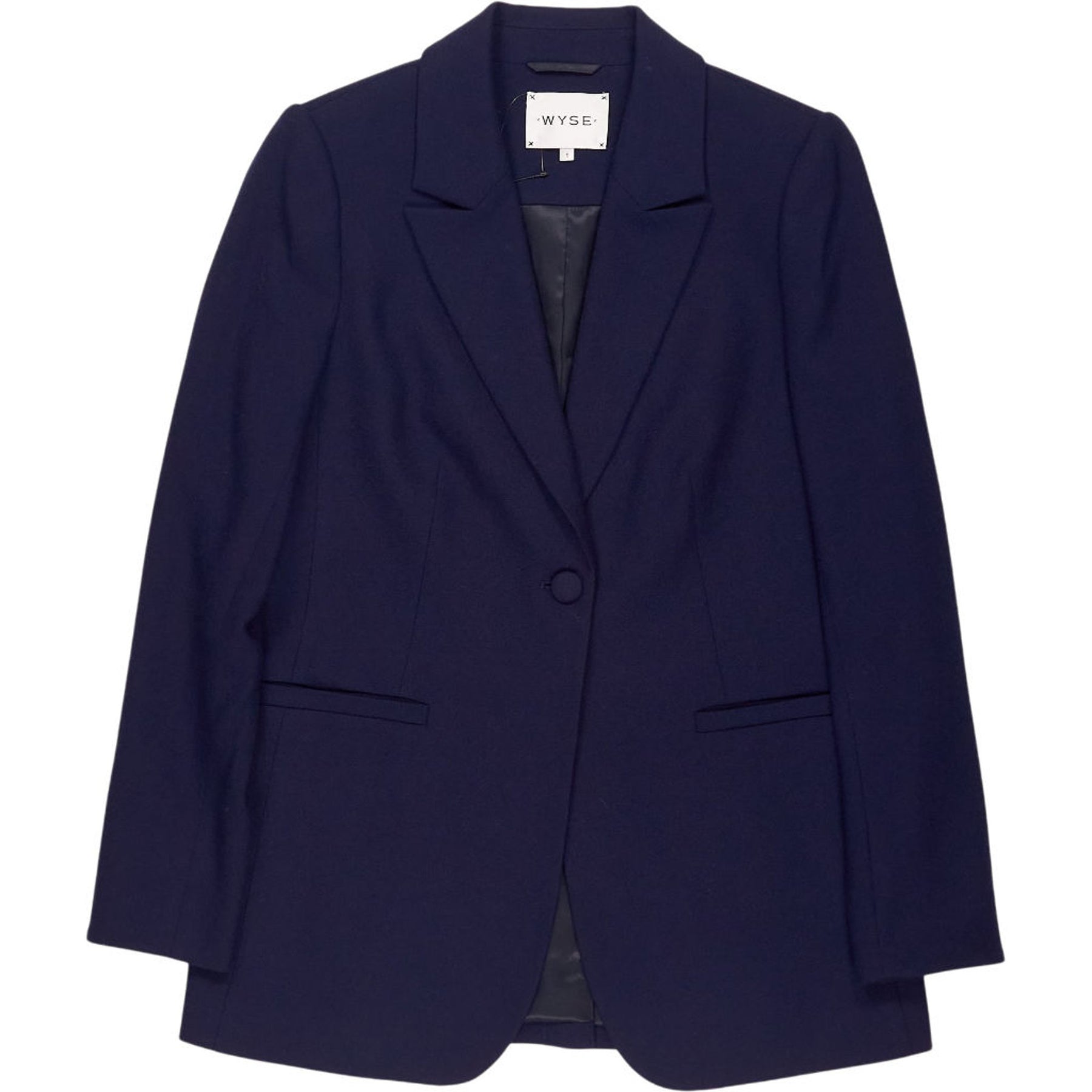 Wyse Navy Wool Crepe Blazer