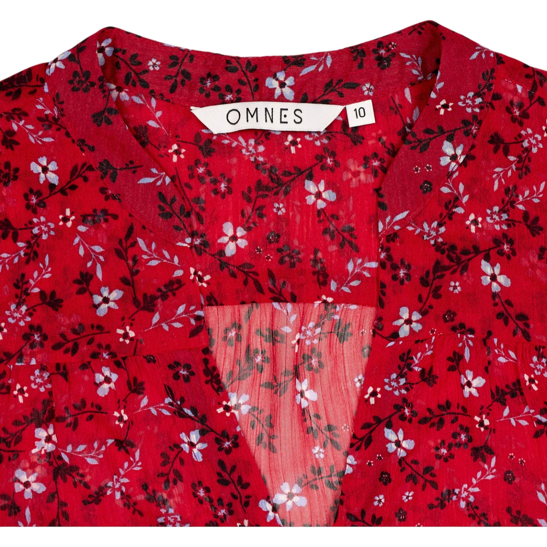 OMNES Red Floral Blouse