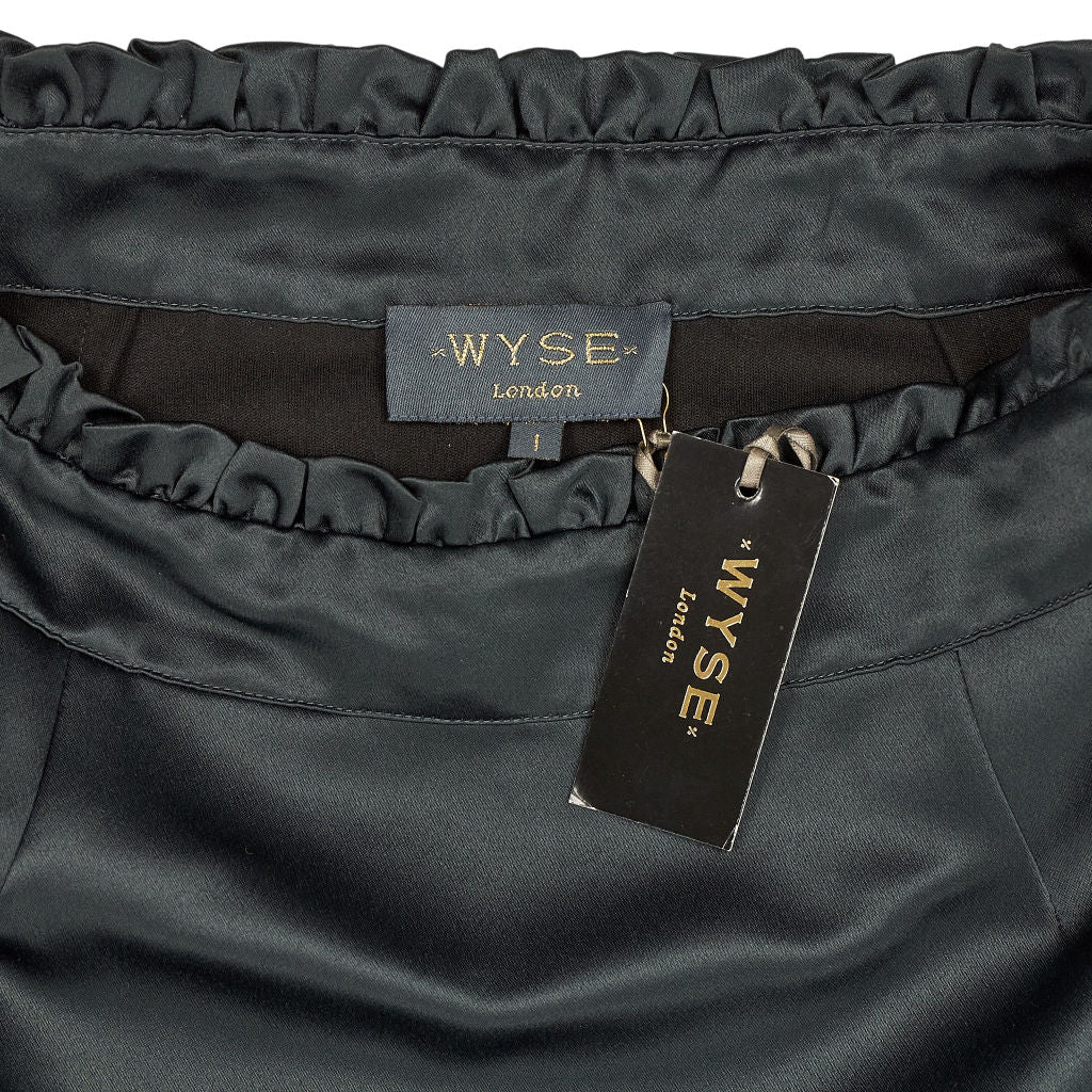 Wyse Dark Grey Satin Saskia Skirt UK 8