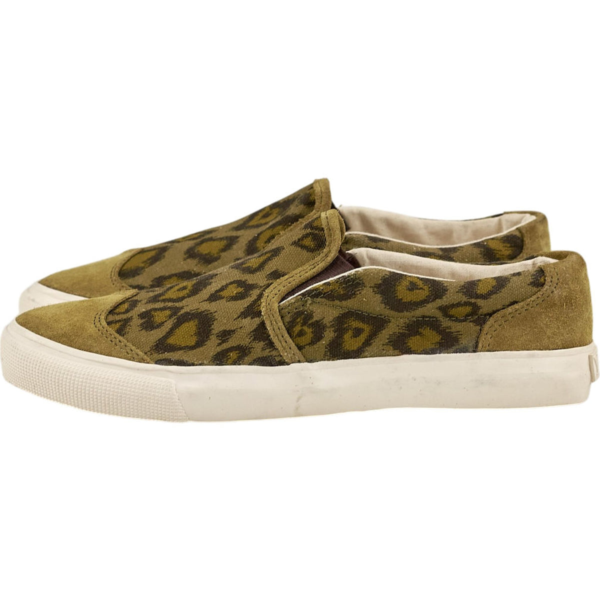 YMC Khaki Leopard Print Slip-On Trainers
