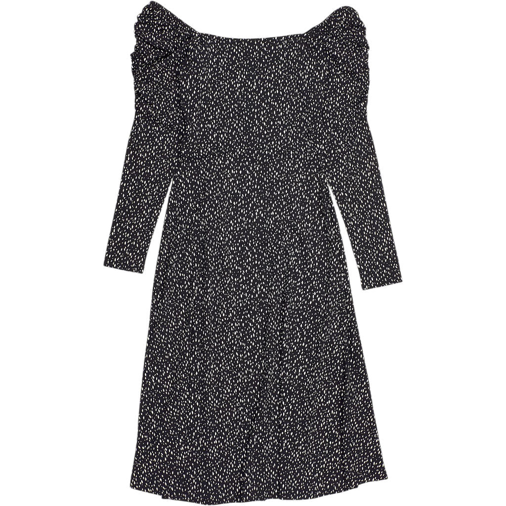 Springfield Black Patterned Off-Shoulder Dress