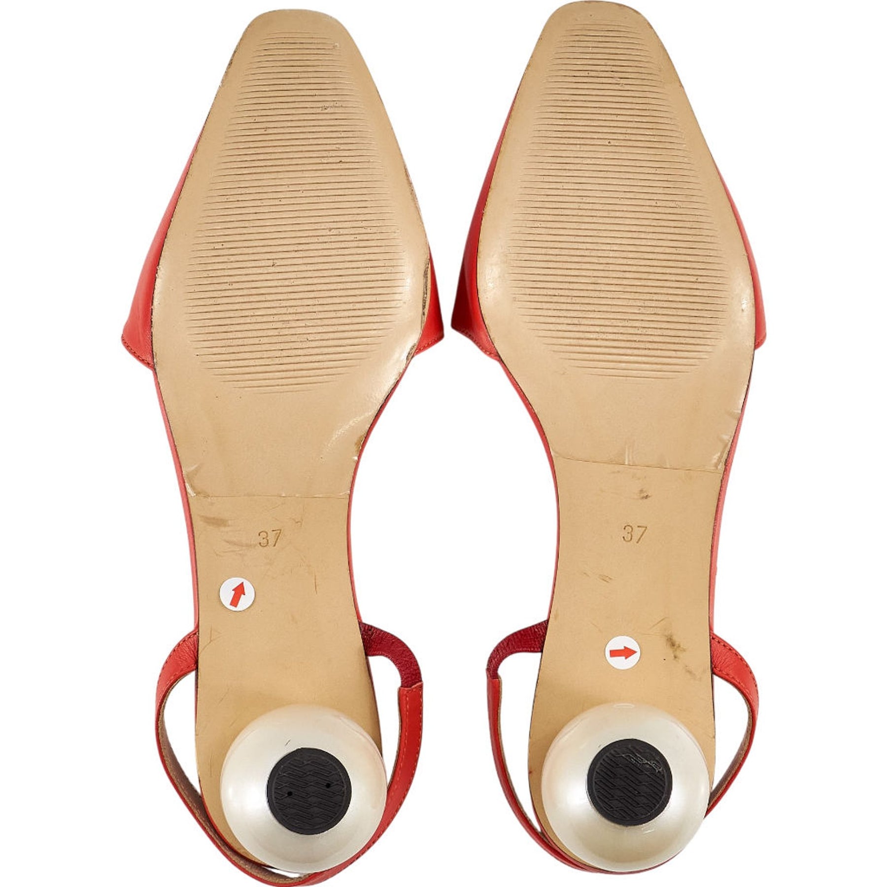 Mother of Pearl Red Slingback Heels