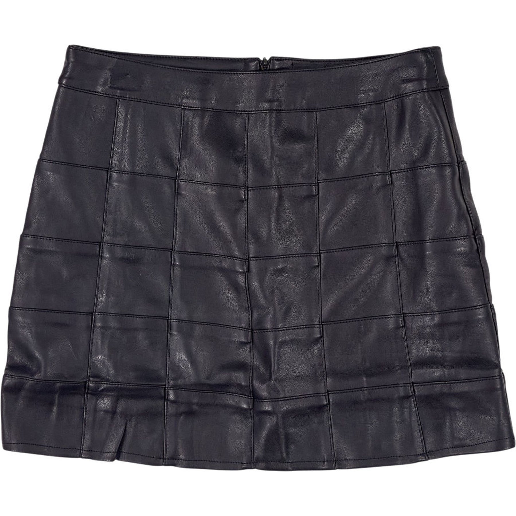 Motel Black PU Patchwork Skirt