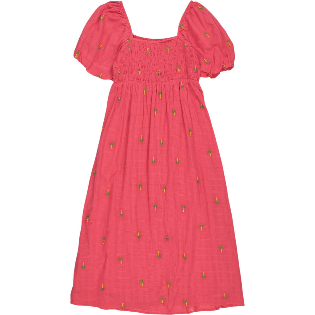 New Look Pink Palm Tree Embroidered Midi Dress