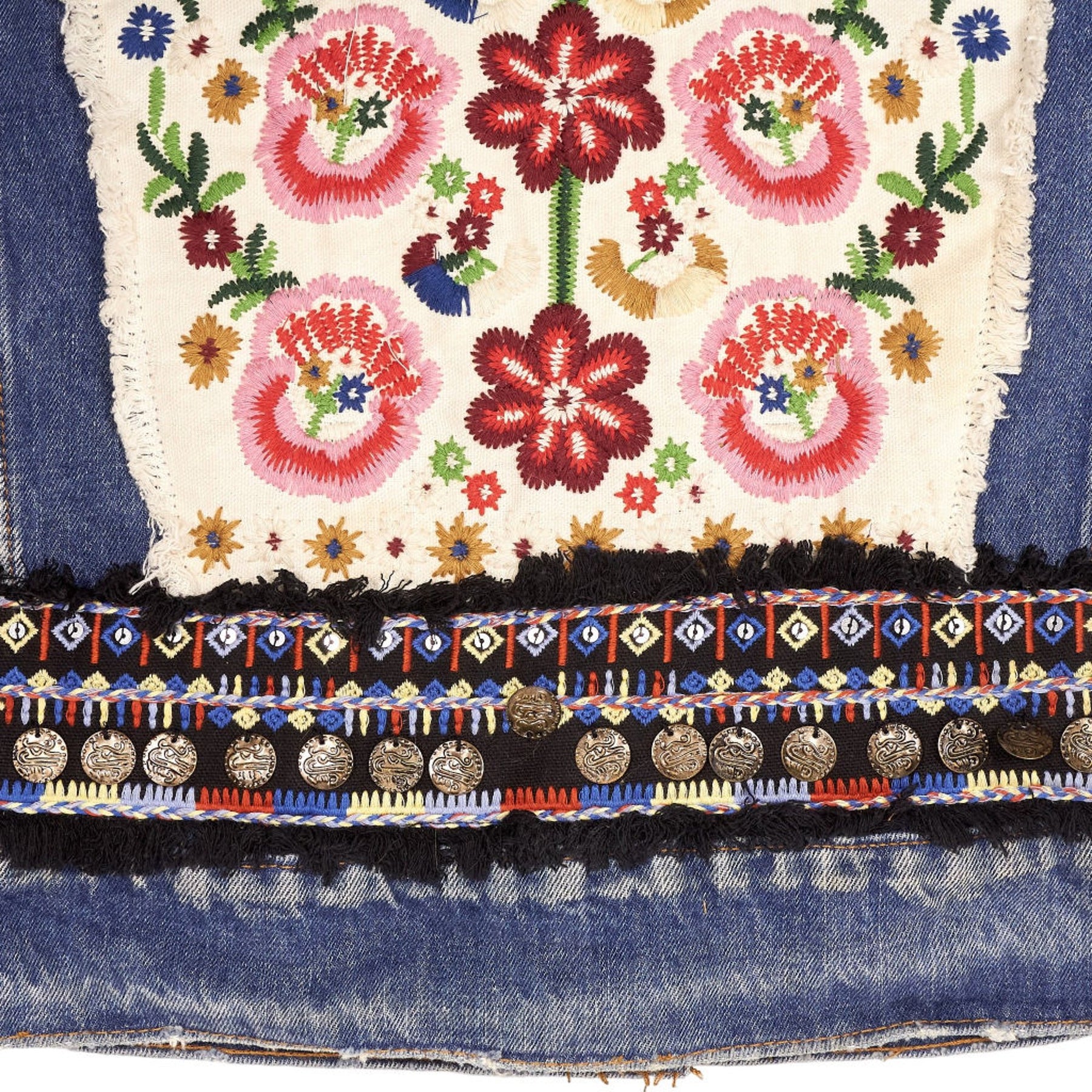 Zara Blue Embroidered Denim Jacket