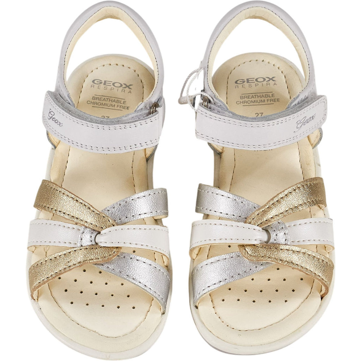 Geox White Gold Verred Sandals