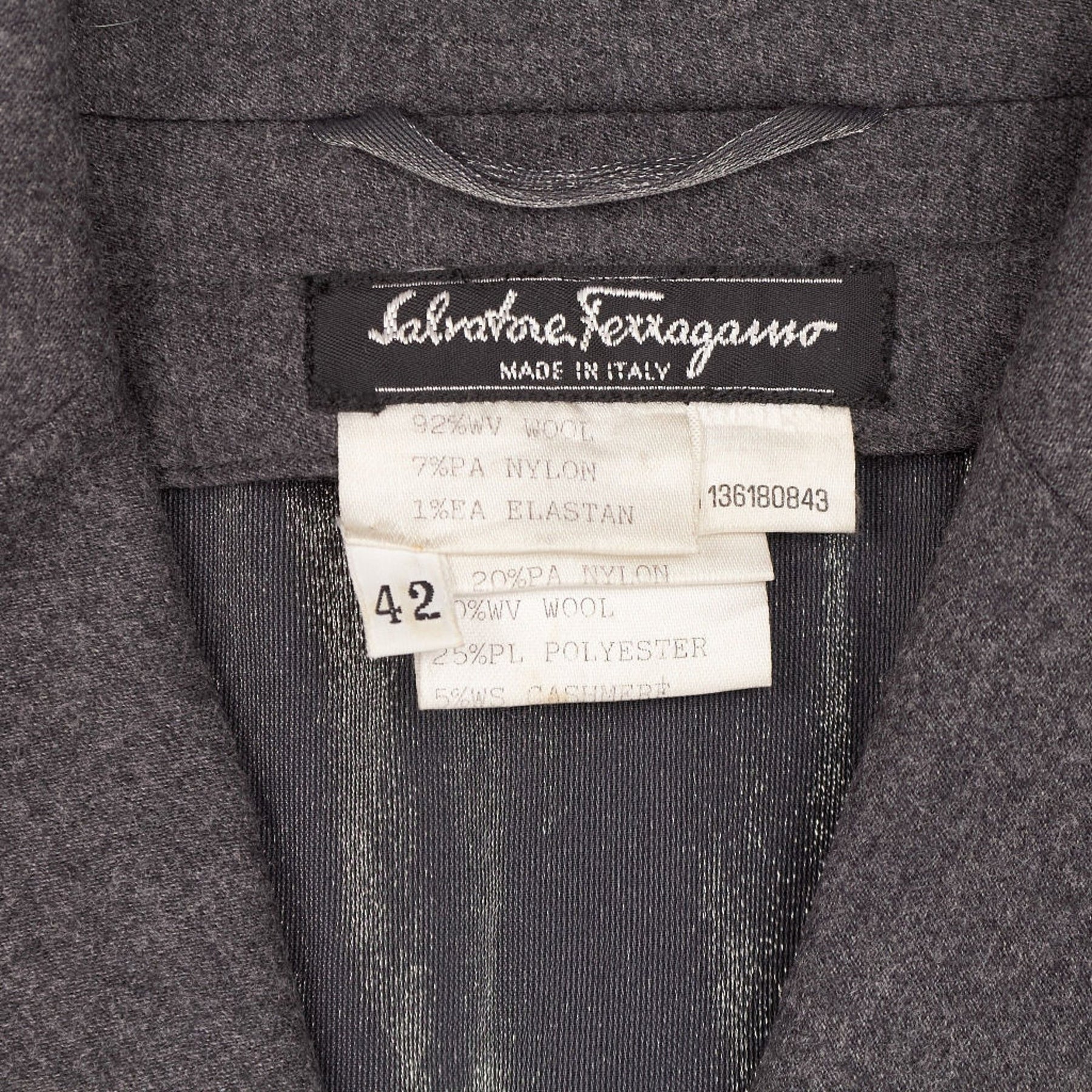 Salvatore Ferragamo Grey Wool Blend Long Coat