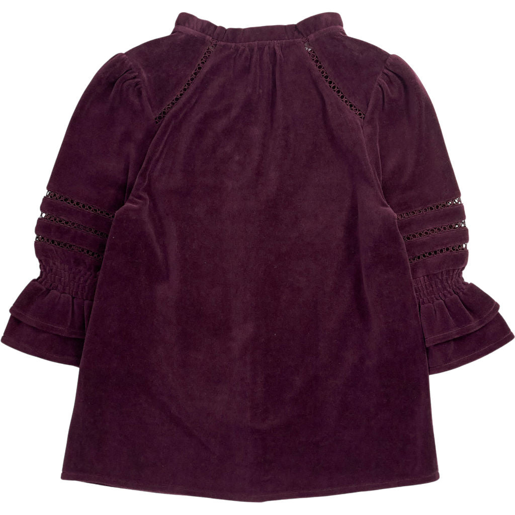 Wyse Deep Purple Velvet Buttoned Blouse